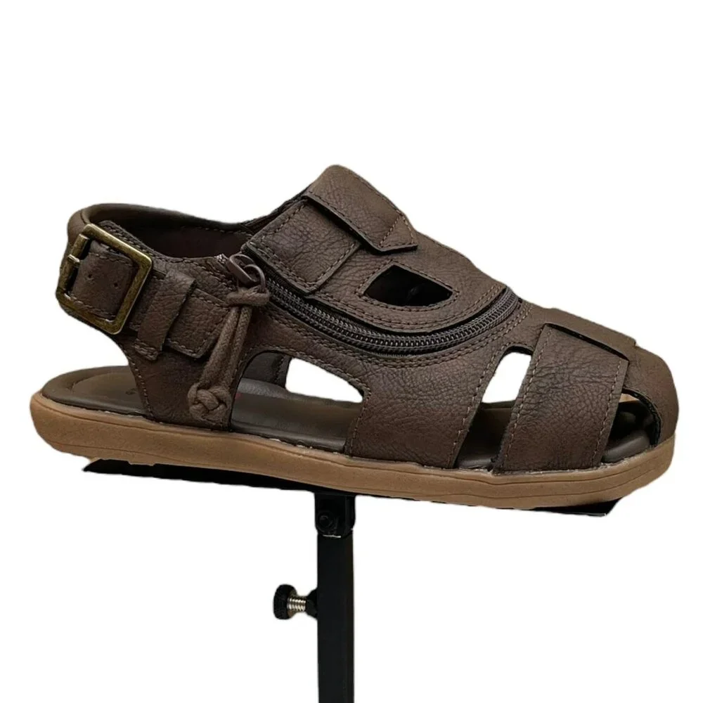 BILLY Little Boys Girls Slip-on Sandal Size 12 Brown Fisherman Full-Zip Closure